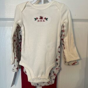 Carter's Red and Cream Floral Baby Outfit